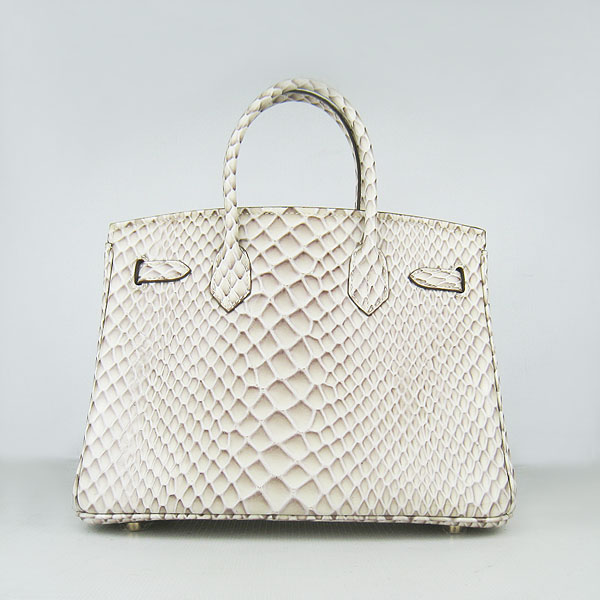 Replica Hermes Birkin 30CM Fish Veins Leather Bag Cream 6088 On Sale - Click Image to Close